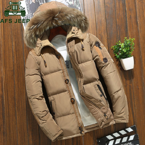 Brand Russia Winter Jacket Men White Duck Down Parkas Jacket Thick Warm Snow Parkas hombre Hooded Warm Overcoat Windbreaker