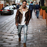 Sfit 2020 Mens Leather Jackets  Motorcycle Jacket PU Business Thick Warm Fur Collar Winter Faux Biker Coats Windproof